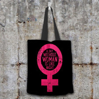 Load image into Gallery viewer, Designs by MyUtopia Shout Out:A Day Without Woman Fabric Totebag Reusable Shopping Tote
