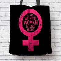 Load image into Gallery viewer, Designs by MyUtopia Shout Out:A Day Without Woman Fabric Totebag Reusable Shopping Tote
