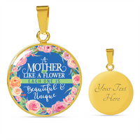 Load image into Gallery viewer, Designs by MyUtopia Shout Out:A Mother Is Like a Flower Liquid Glass Personalized Engravable Keepsake Necklace,Gold / Yes,Necklace
