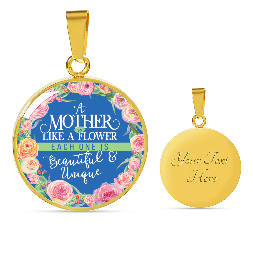Designs by MyUtopia Shout Out:A Mother Is Like a Flower Liquid Glass Personalized Engravable Keepsake Necklace,Gold / Yes,Necklace
