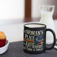 Load image into Gallery viewer, Designs by MyUtopia Shout Out:A Woman&#39;s Place Is Anywhere in Time and Space Tardis Black Coffee Mug
