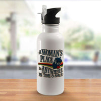 Load image into Gallery viewer, Designs by MyUtopia Shout Out:A Woman&#39;s Place Is Anywhere in Time and Space Tardis Stainless Steel Reusable Water Bottle
