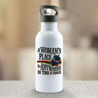 Load image into Gallery viewer, Designs by MyUtopia Shout Out:A Woman&#39;s Place Is Anywhere in Time and Space Tardis Stainless Steel Reusable Water Bottle
