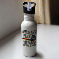 Load image into Gallery viewer, Designs by MyUtopia Shout Out:A Woman&#39;s Place Is Anywhere in Time and Space Tardis Stainless Steel Reusable Water Bottle
