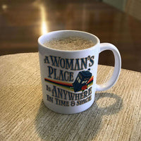 Load image into Gallery viewer, Designs by MyUtopia Shout Out:A Woman&#39;s Place Is Anywhere in Time and Space Tardis White Coffee Mug
