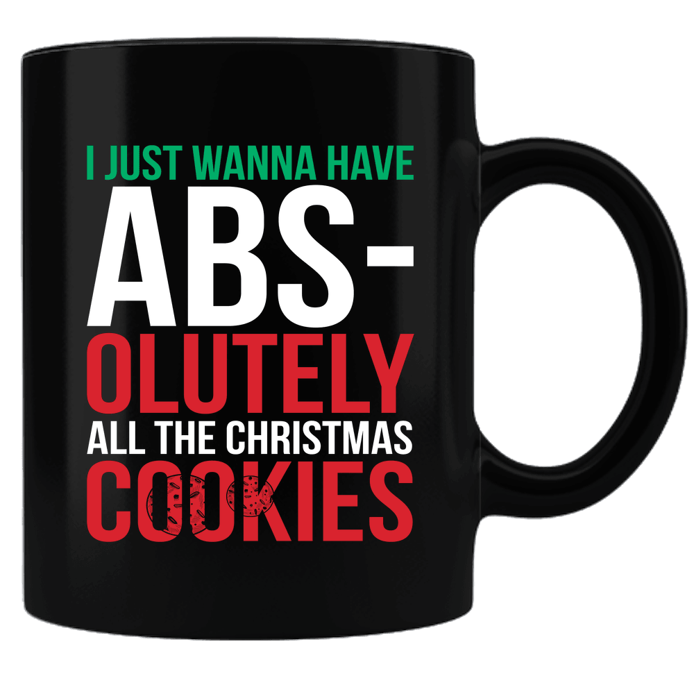 Designs by MyUtopia Shout Out:Abs-olutely All The Christmas Cookies Ceramic Black Coffee Mug,Default Title,Ceramic Coffee Mug