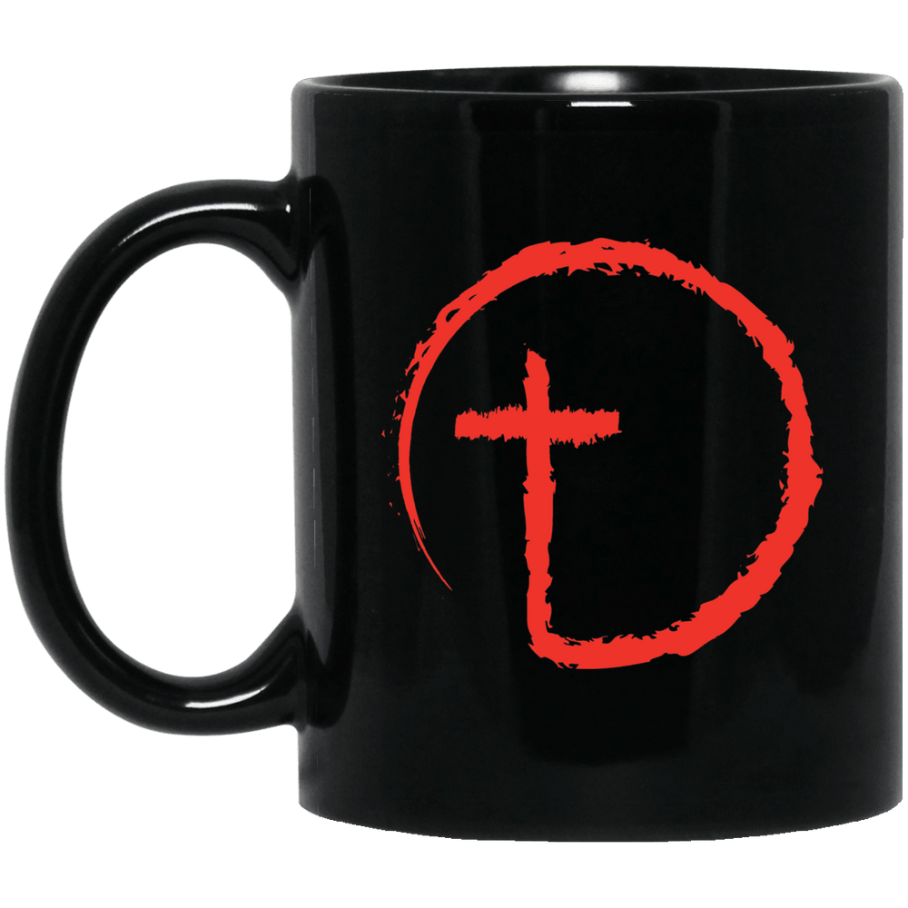 Designs by MyUtopia Shout Out:Abstract Circle Cross 11 oz. Ceramic Coffee Mug - Black,Black / One Size,Drinkware