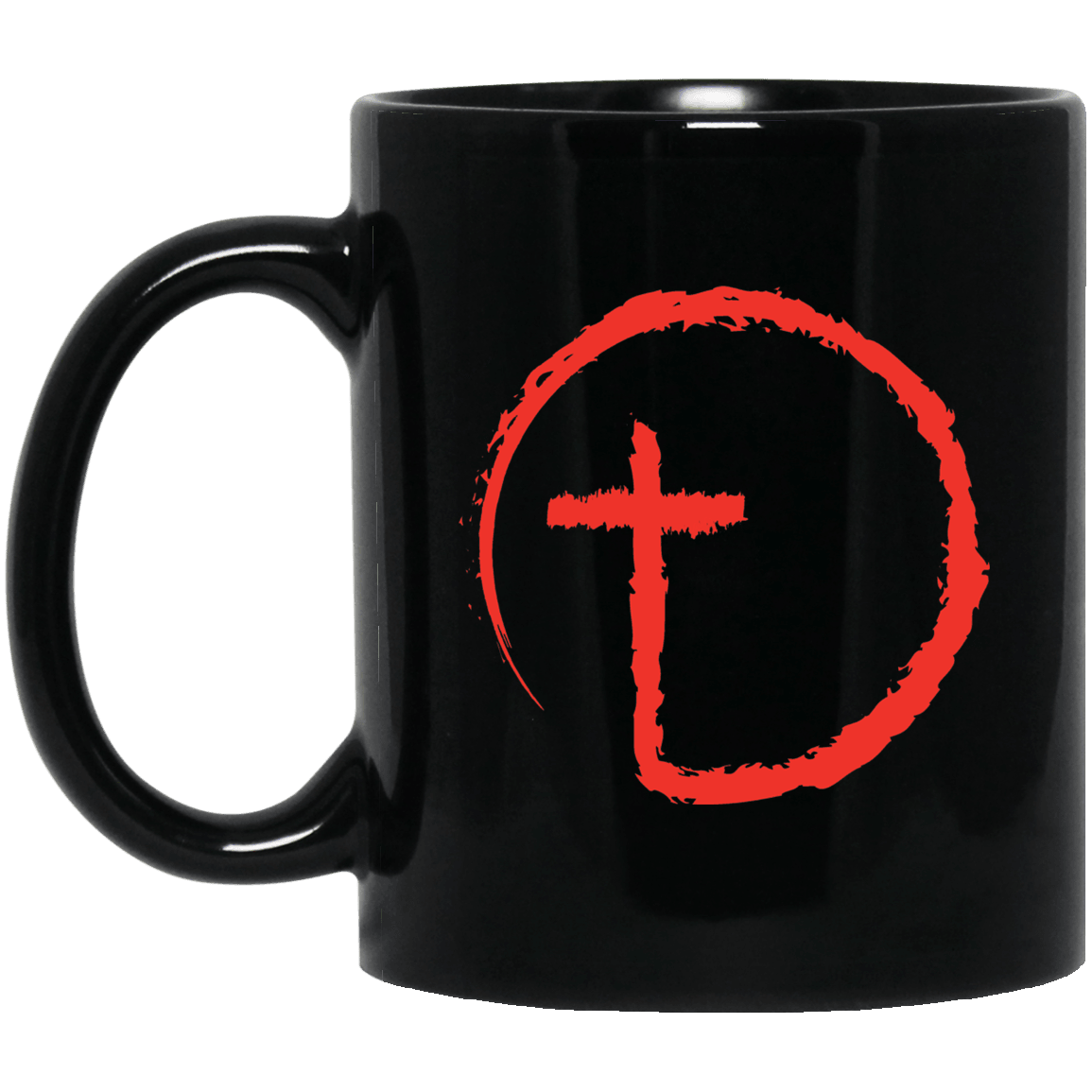 Designs by MyUtopia Shout Out:Abstract Circle Cross 11 oz. Ceramic Coffee Mug - Black,Black / One Size,Drinkware