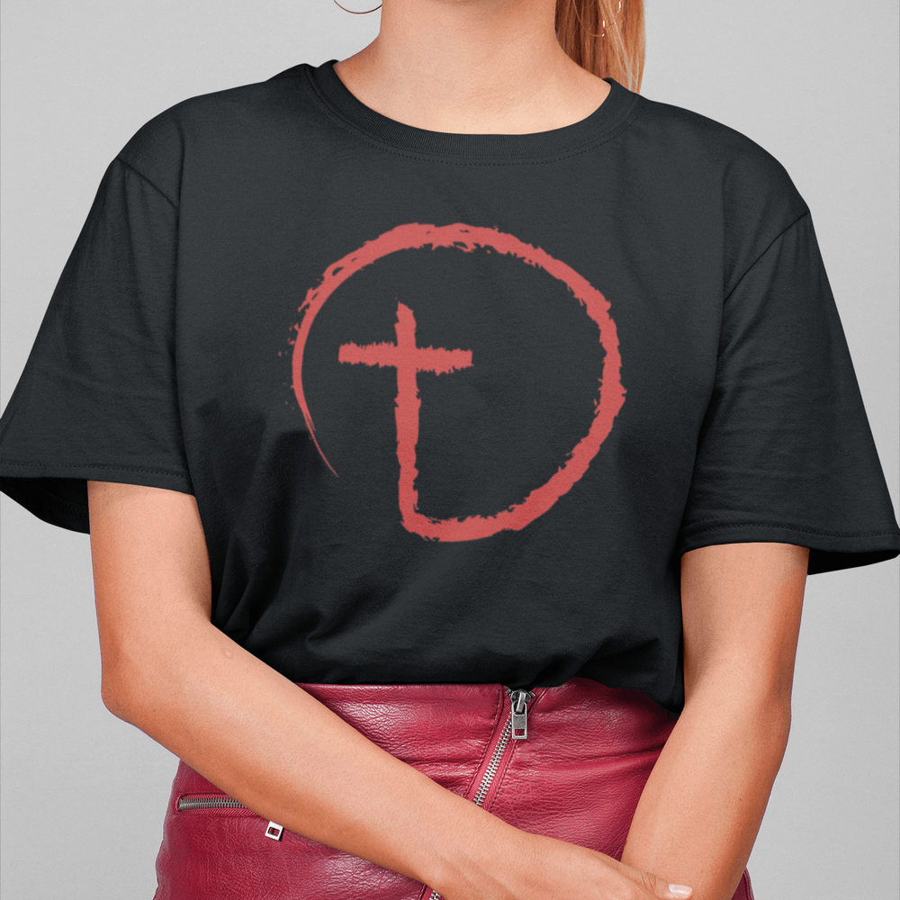 Designs by MyUtopia Shout Out:Abstract Cross Circle Adult Unisex T-Shirt