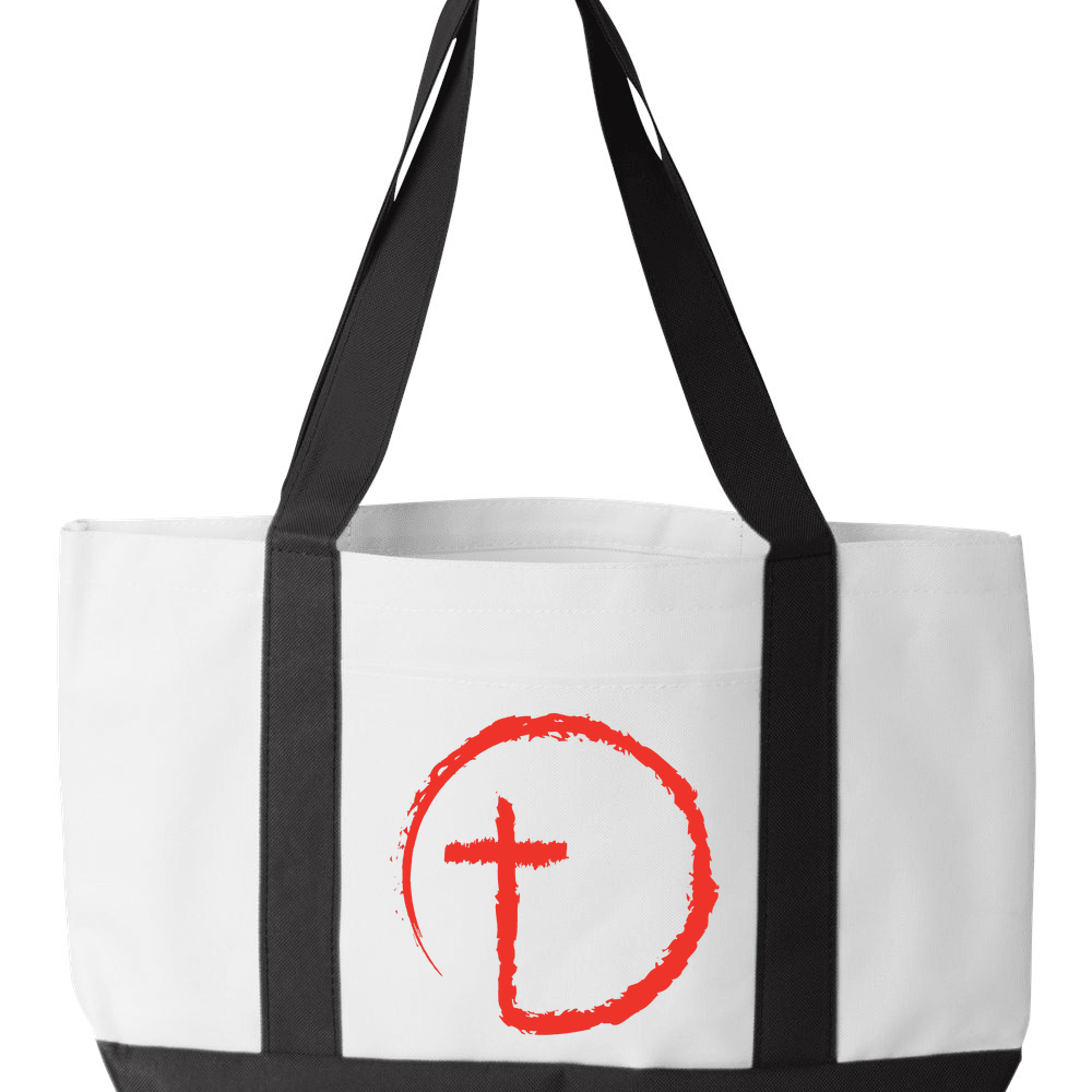 Designs by MyUtopia Shout Out:Abstract Cross Circle Canvas Totebag Gym / Beach / Pool Gear Bag - White/Black,Default Title,Totebag