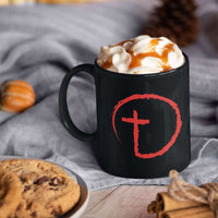 Load image into Gallery viewer, Designs by MyUtopia Shout Out:Abstract Cross Circle Ceramic Coffee Mug - Black,11 oz / Black,Ceramic Coffee Mug
