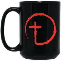 Load image into Gallery viewer, Designs by MyUtopia Shout Out:Abstract Cross Circle Ceramic Coffee Mug - Black,15 oz / Black,Ceramic Coffee Mug
