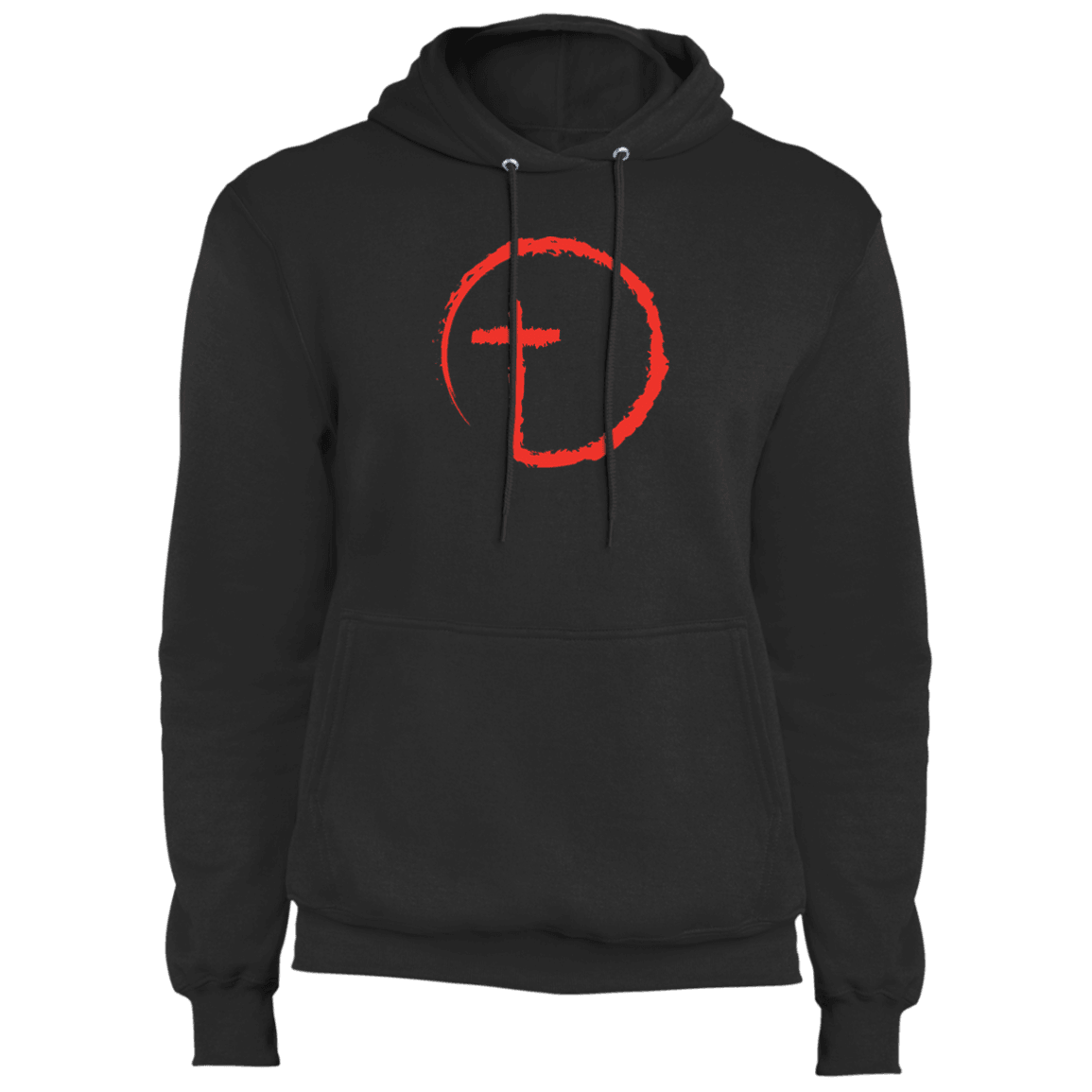 Designs by MyUtopia Shout Out:Abstract Cross Circle Core Fleece Pullover Hoodie,Jet Black / S,Sweatshirts