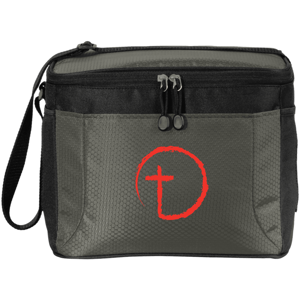 Designs by MyUtopia Shout Out:Abstract Cross Circle Embroidered 12-Pack Lunch Cooler,Grey/Black / One Size,Bags