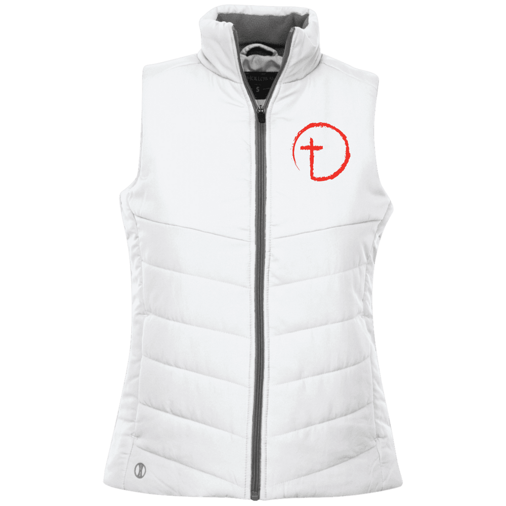 Designs by MyUtopia Shout Out:Abstract Cross Circle Embroidered Ladies' Quilted Vest,X-Small / White,Jackets