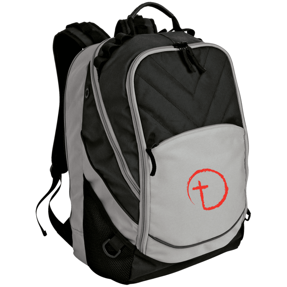 Designs by MyUtopia Shout Out:Abstract Cross Circle Embroidery Laptop Computer Backpack,Gray/Black / One Size,Bags