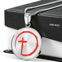 Load image into Gallery viewer, Designs by MyUtopia Shout Out:Abstract Cross Circle Keepsake Engrave-able Circle Necklace
