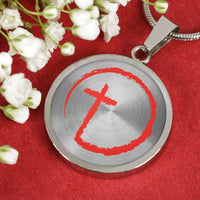 Load image into Gallery viewer, Designs by MyUtopia Shout Out:Abstract Cross Circle Keepsake Engrave-able Circle Necklace

