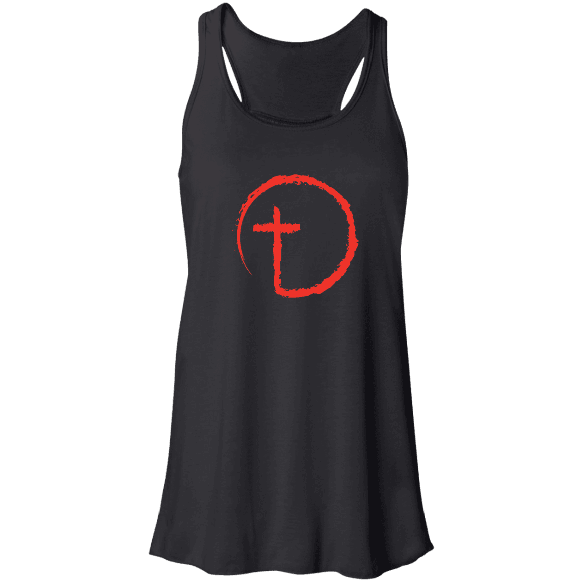 Designs by MyUtopia Shout Out:Abstract Cross Circle Ladies Flowy Racerback Tank,X-Small / Black,Tank Tops