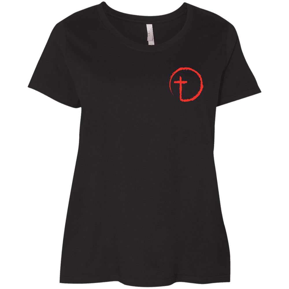 Designs by MyUtopia Shout Out:Abstract Cross Circle Ladies' Plus Size' Curvy Crew Neck T-Shirt,Black / Plus 1X,Ladies T-Shirts