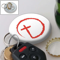 Load image into Gallery viewer, Designs by MyUtopia Shout Out:Abstract Cross Circle Magnetic Keychain and Bottle Opener,White,Keychain bottle opener
