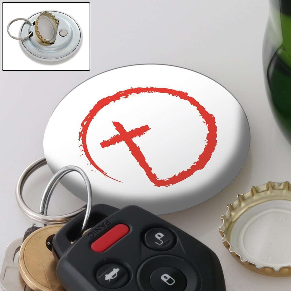 Designs by MyUtopia Shout Out:Abstract Cross Circle Magnetic Keychain and Bottle Opener,White,Keychain bottle opener