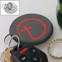 Load image into Gallery viewer, Designs by MyUtopia Shout Out:Abstract Cross Circle Magnetic Keychain and Bottle Opener,Grey,Keychain bottle opener
