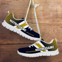 Load image into Gallery viewer, Designs by MyUtopia Shout Out:#AChampionToday Notre Dame Fan Running Shoes,Mens US 5 (EU38) / Blue/Gold,Running Shoes
