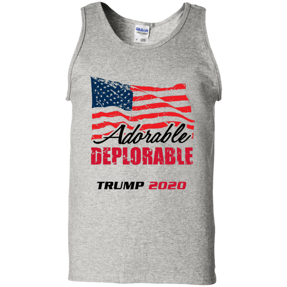 Designs by MyUtopia Shout Out:Adorable Deplorable Trump 2020 100% Cotton Unisex Tank Top,S / Ash,Tank Tops