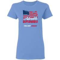 Load image into Gallery viewer, Designs by MyUtopia Shout Out:Adorable Deplorable Trump 2020 100% Preshrunk Cotton Ladies T-Shirt,Carolina Blue / S,Ladies T-Shirts
