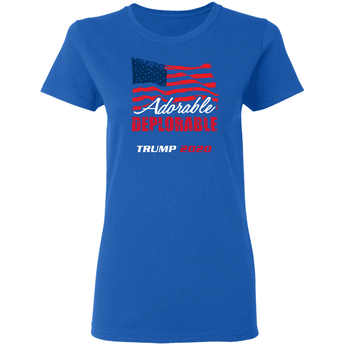 Designs by MyUtopia Shout Out:Adorable Deplorable Trump 2020 100% Preshrunk Cotton Ladies T-Shirt,Royal / S,Ladies T-Shirts