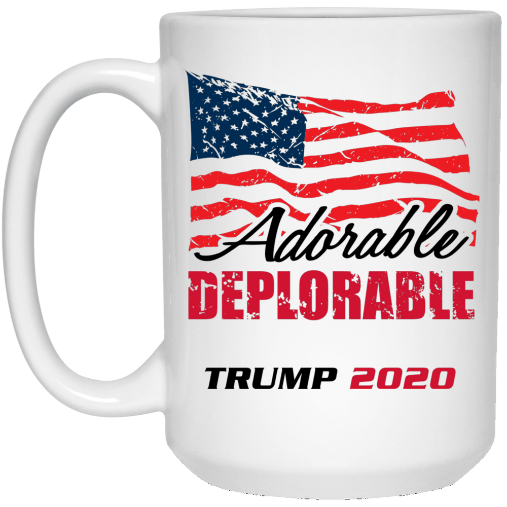 Designs by MyUtopia Shout Out:Adorable Deplorable Trump 2020 15 oz. White Mug,White / One Size,Drinkware