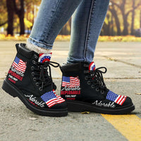 Load image into Gallery viewer, Designs by MyUtopia Shout Out:Adorable Deplorable Trump 2020 All-Season Lace-up Boots
