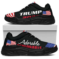 Load image into Gallery viewer, Designs by MyUtopia Shout Out:Adorable Deplorable Trump 2020 Chunky Walking Sneakers,Womens / Womens US5.5 (EU36) / Black,Chunky Sneakers
