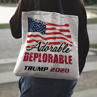 Load image into Gallery viewer, Designs by MyUtopia Shout Out:Adorable Deplorable Trump 2020 Fabric Totebag Reusable Shopping Tote

