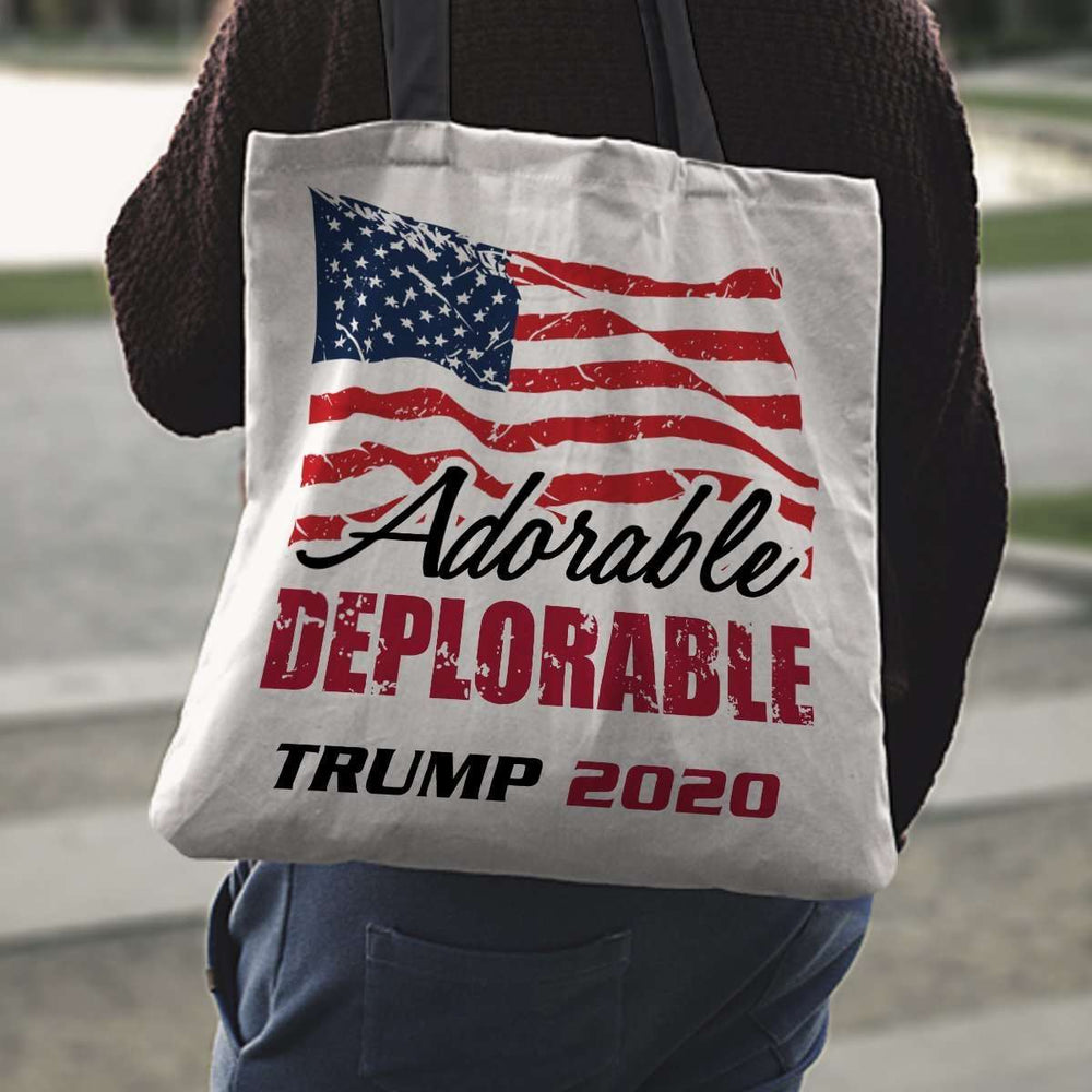 Designs by MyUtopia Shout Out:Adorable Deplorable Trump 2020 Fabric Totebag Reusable Shopping Tote