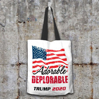 Load image into Gallery viewer, Designs by MyUtopia Shout Out:Adorable Deplorable Trump 2020 Fabric Totebag Reusable Shopping Tote
