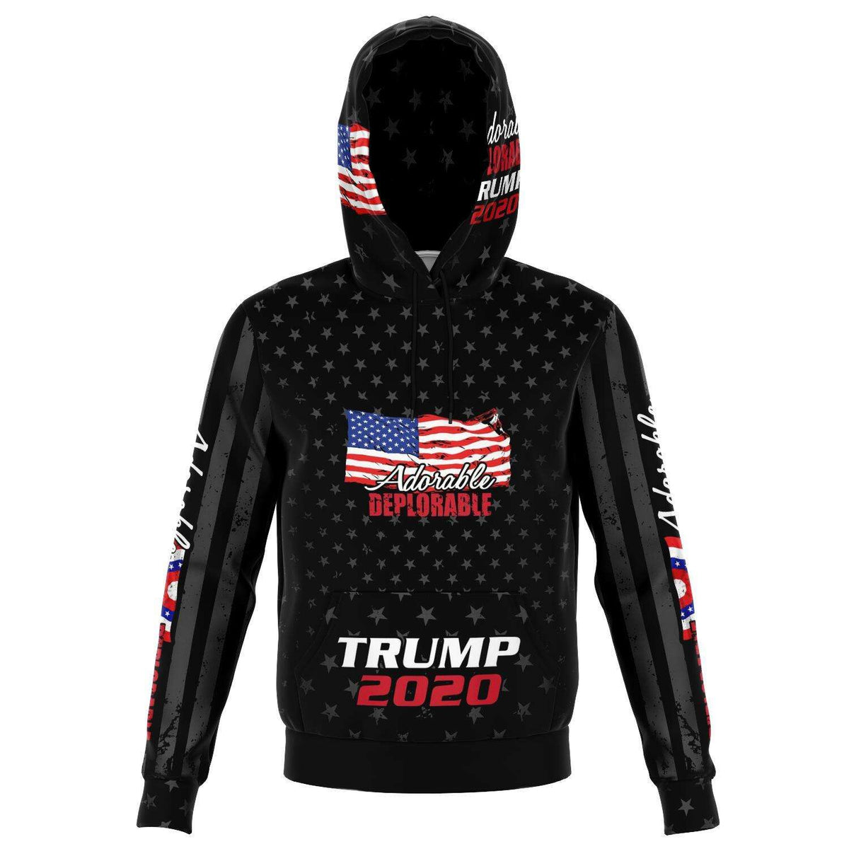 Designs by MyUtopia Shout Out:Adorable Deplorable Trump 2020 Fashion Fleece Lined Pullover Hoodie,XS / Black,Fashion Hoodie - AOP