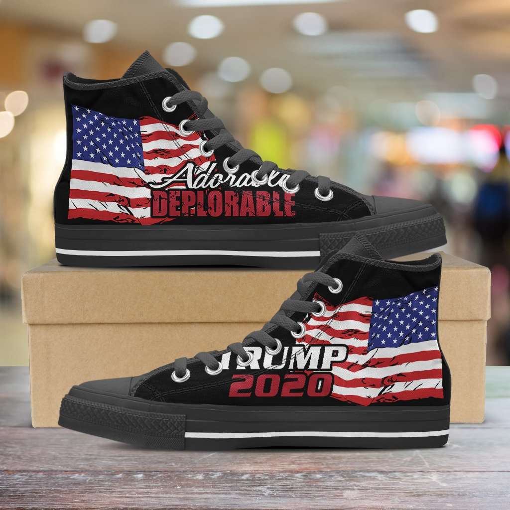 Designs by MyUtopia Shout Out:Adorable Deplorable Trump 2020 High Top Shoes