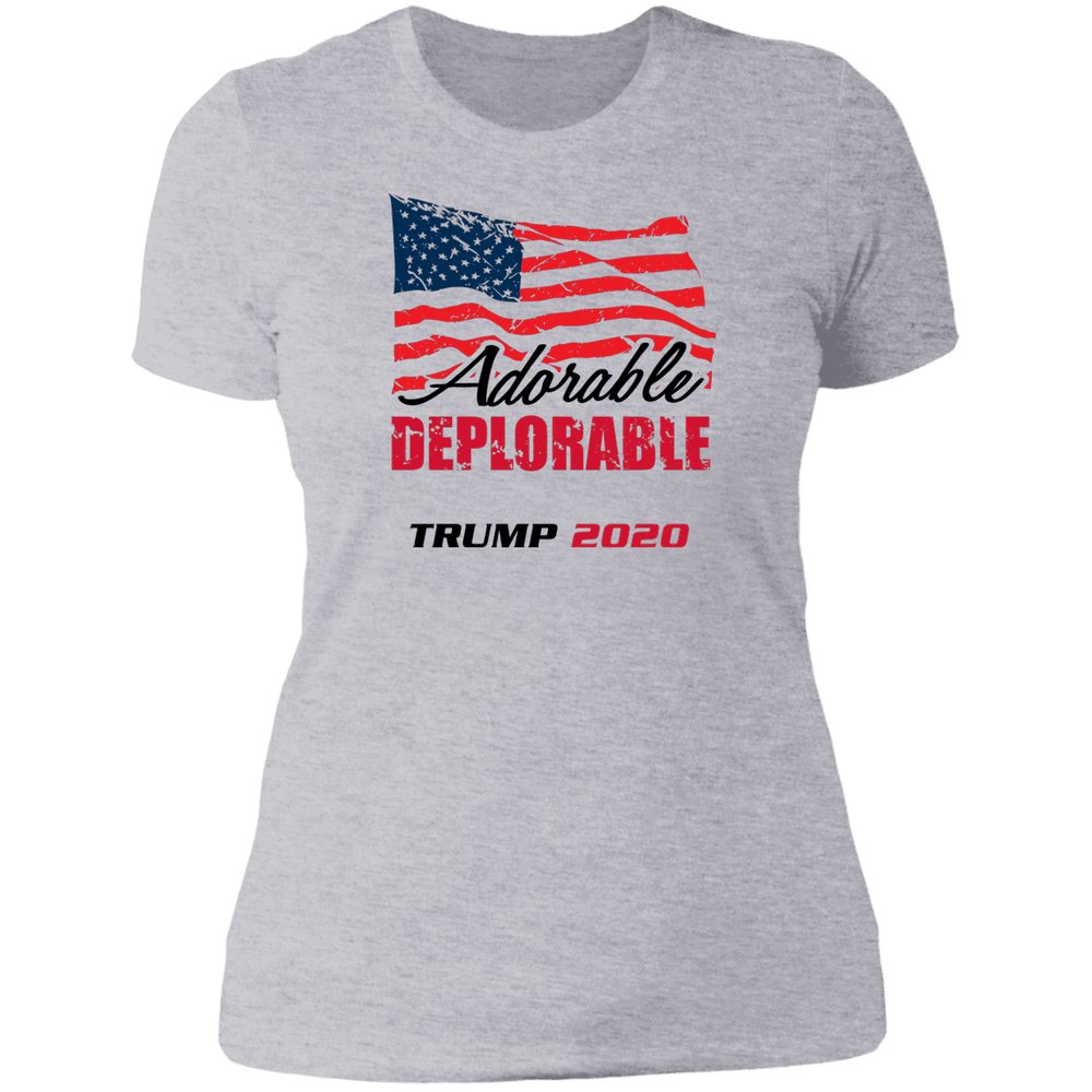 Designs by MyUtopia Shout Out:Adorable Deplorable Trump 2020 Ladies' Boyfriend T-Shirt,Heather Grey / X-Small,Ladies T-Shirts
