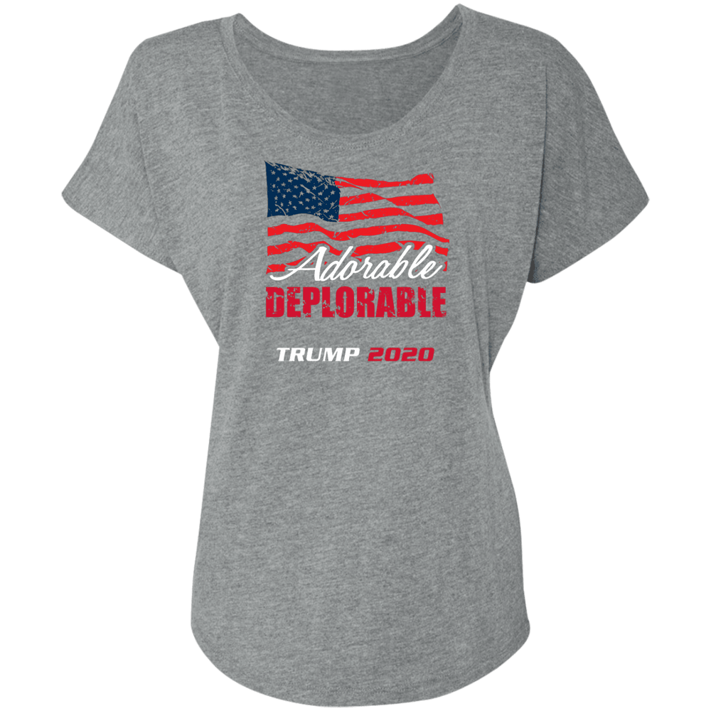 Designs by MyUtopia Shout Out:Adorable Deplorable Trump 2020 Ladies' Tri-blend Dolman Sleeve,X-Small / Premium Heather,Ladies T-Shirts