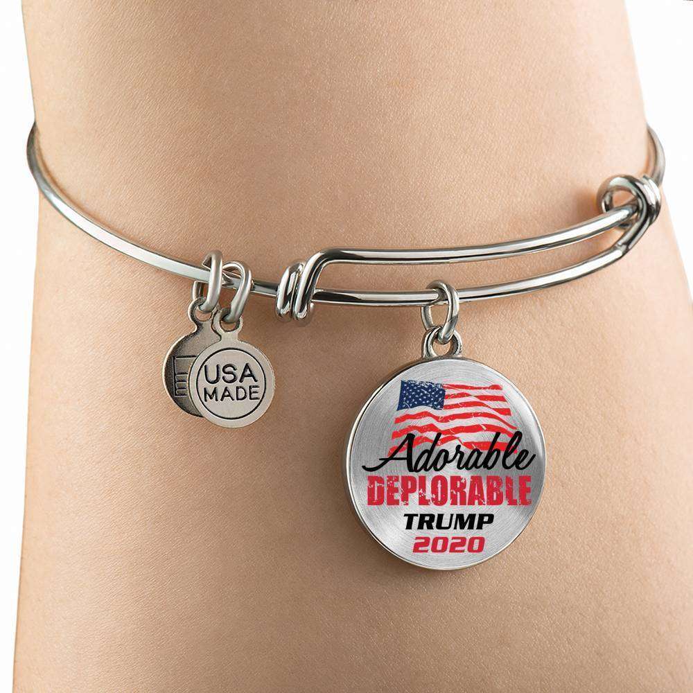 Designs by MyUtopia Shout Out:Adorable Deplorable Trump 2020 Personalizable Stainless Steel Keepsake Wire Bracelet,Silver / No,Wire Bracelet
