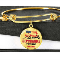 Load image into Gallery viewer, Designs by MyUtopia Shout Out:Adorable Deplorable Trump 2020 Personalizable Stainless Steel Keepsake Wire Bracelet,Gold / No,Wire Bracelet
