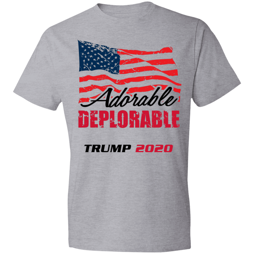 Designs by MyUtopia Shout Out:Adorable Deplorable Trump 2020 Premium Unisex T-Shirt,Heather Grey / S,Adult Unisex T-Shirt