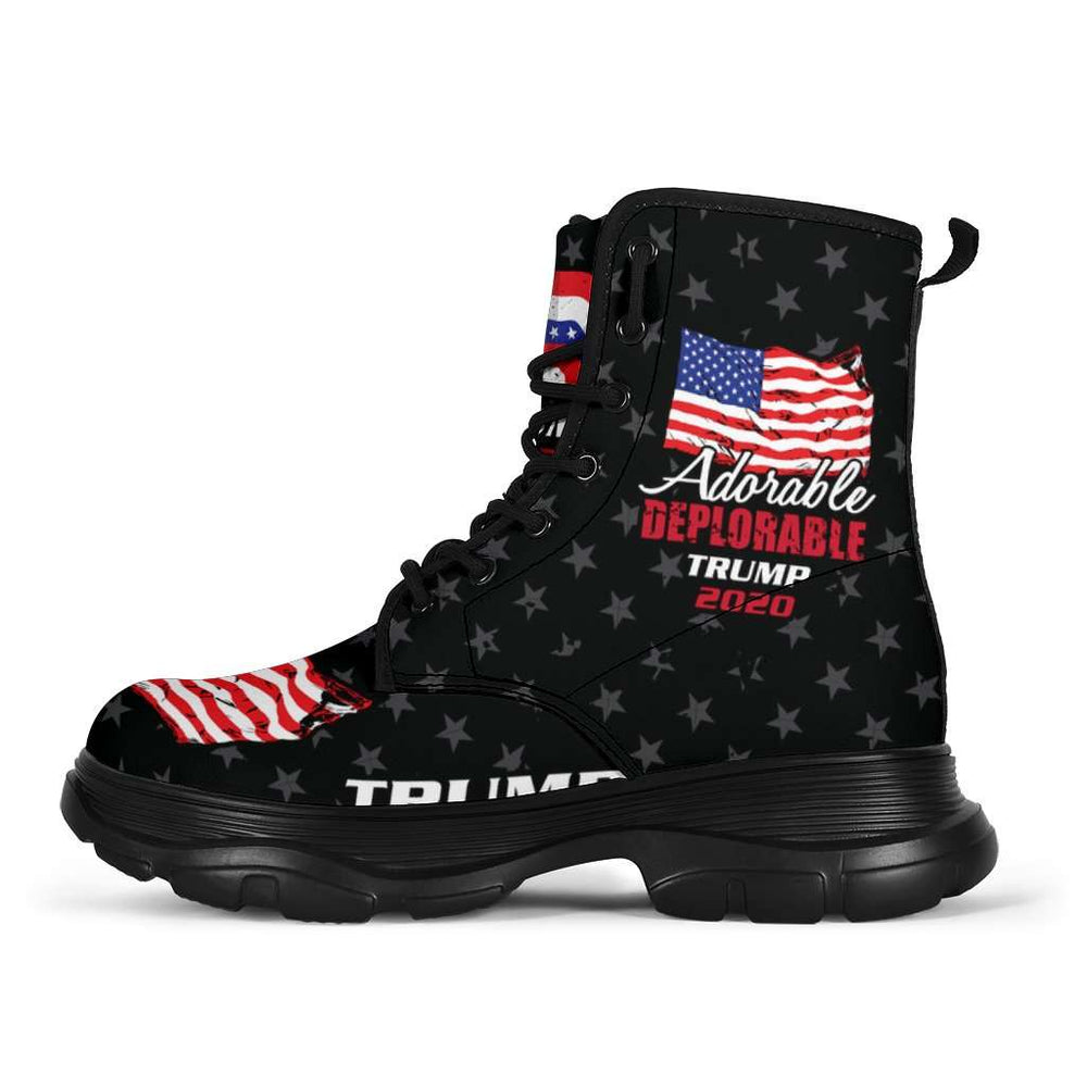Designs by MyUtopia Shout Out:Adorable Deplorable Trump 2020 Sneaker Walking Boots,Women's Chunky Boots - 1 / US5 (EU35),