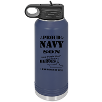 Load image into Gallery viewer, Proud Navy Son Laser Engraved Personalized 32 oz Polar Camel Water Bottle

