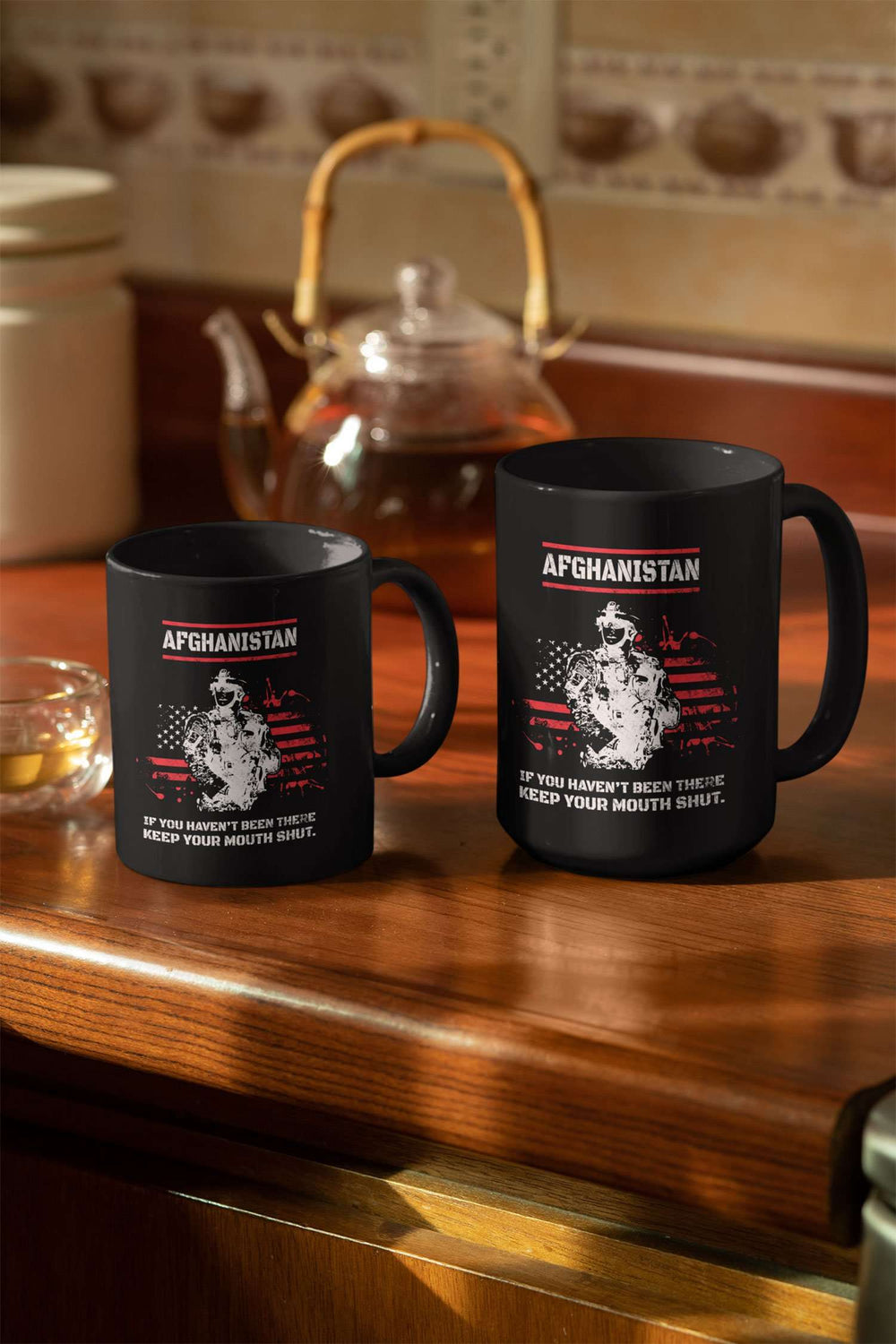 Designs by MyUtopia Shout Out:Afghanistan Veteran Ceramic Coffee Mug - Black