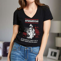 Load image into Gallery viewer, Designs by MyUtopia Shout Out:Afghanistan Veteran Ladies&#39; V-Neck T-Shirt

