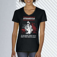 Load image into Gallery viewer, Designs by MyUtopia Shout Out:Afghanistan Veteran Ladies&#39; V-Neck T-Shirt
