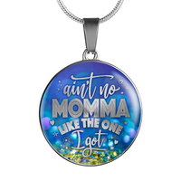 Load image into Gallery viewer, Designs by MyUtopia Shout Out:Aint No Momma Like the One I Got Liquid Glass Engravable Keepsake Necklace,Silver / No,Necklace
